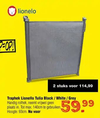 Van Asten BabySuperstore Lionelo Traphek Tulia black/white/grey aanbieding