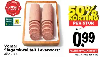 Vomar Voordeelmarkt Vomar Slagerskwaliteit Leverworst aanbieding