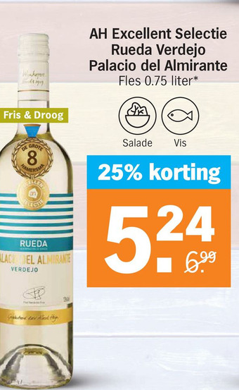 Albert Heijn Ah excellent selectie rueda verdejo palacio del almirante aanbieding