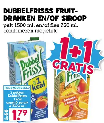 Boon`s Markt Dubbelfrisss fruitdranken en/of siroop aanbieding