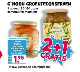 Boon`s Markt G'woon groenteconserven aanbieding