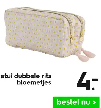 HEMA Etui dubbele rits bloemetjes aanbieding