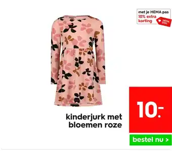 HEMA Kinderjurk met bloemen roze aanbieding