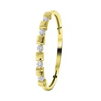 Lucardi 14 karaat geelgouden ring 5 diamanten (0,015ct) aanbieding