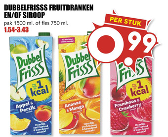 MCD Supermarkt Dubbelfrisss fruitdranken en/of siroop aanbieding