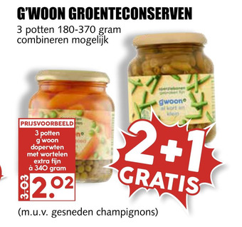 MCD Supermarkt G'woon groenteconserven aanbieding