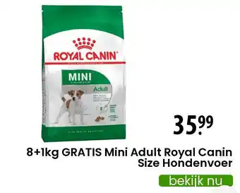 Zooplus 8+1kg gratis mini adult royal canin size hondenvoer aanbieding