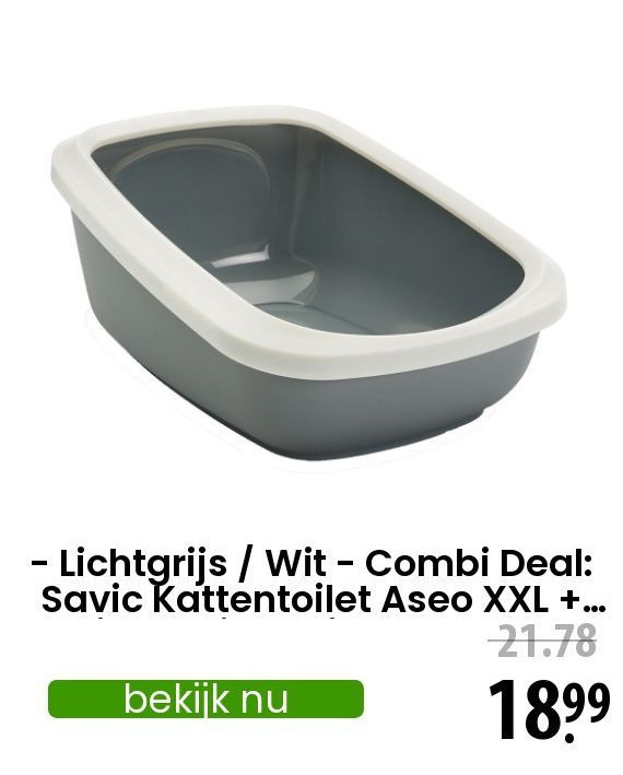  lichtgrijs / wit combi deal savic kattentoilet aseo xxl + savic