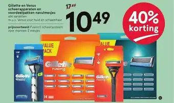 Etos Gillette Fusion5 scheersysteem voor mannen 2 mesjes aanbieding