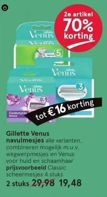 Etos Gillette Venus Classic scheermesjes 4 stuks aanbieding