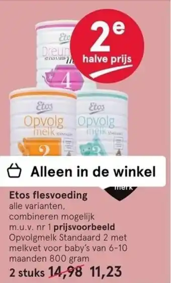 Etos Opvolgmelk Standaard 2 met melkvet voor baby's van 6-10 maanden 800 gram aanbieding