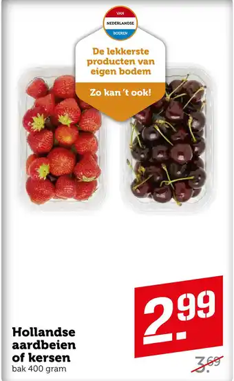 Coop Hollandse aardbeien of kersen aanbieding