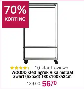 Karwei Woood kledingrek rika metaal zwart (hxbxd) 180x100x43cm aanbieding