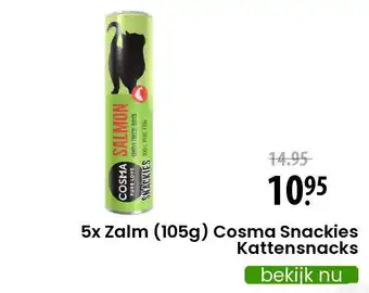 Zooplus 5x zalm (105g) cosma snackies kattensnacks aanbieding