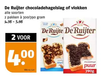 Poiesz De ruijter chocoladehagelslag of vlokken aanbieding