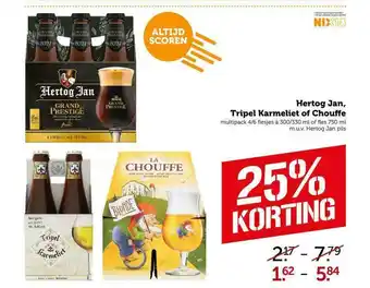 CoopCompact Hertog Jan, Tripel Karmeliet Of Chouffe 25% Korting aanbieding