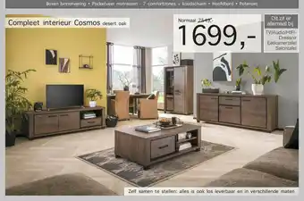 Woonsquare Compleet Interieur Cosmos Desert Oak TV-Audio-Hifi-Dressoir, Eetkamertafel, Salontafel aanbieding