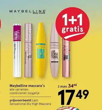 Etos Maybelline Mascara's 1+1 Gratis aanbieding