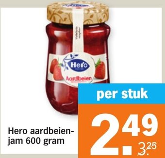 Albert Heijn Hero aardbeien- jam 600 gram aanbieding