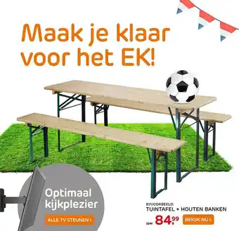 Praxis Tuintafel + Houten Banken aanbieding