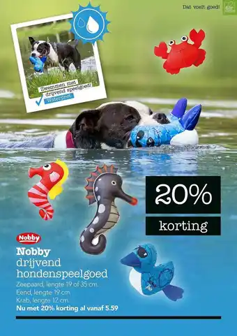 Dierspecialist Nobby Drijvend Hondenspeelgoed 20% Korting aanbieding