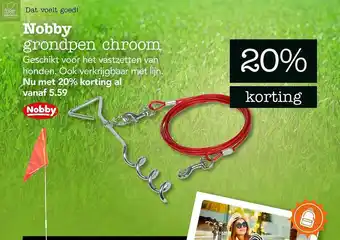 Dierspecialist Nobby Grondpen Chroom 20% Korting aanbieding