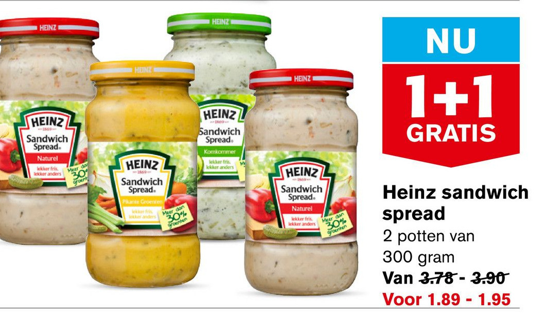 Heinz sandwich spread aanbieding bij Hoogvliet