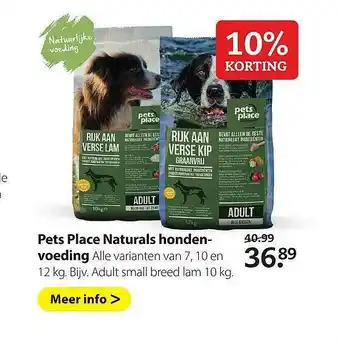 Boerenbond Pets place naturals hondenvoeding 10% Korting aanbieding