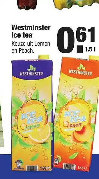 ALDI Westminster ice tea lemon en peach 1.5 l aanbieding