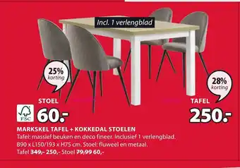 Jysk FSC Markskel Tafel B90 x L150/193 x H75 cm aanbieding