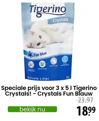 Zooplus Speciale prijs voor 3 x 5 l tigerino crystals! - crystals fun blauw aanbieding