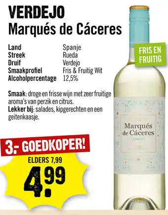 Dirck 3 Marques de Caceres Verdejo 750ml aanbieding