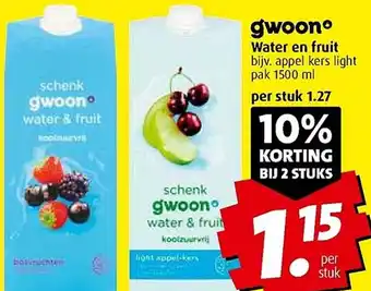 Boni Gwoon water en fruit aanbieding