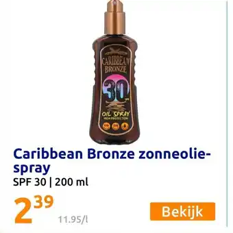 Action Caribbean bronze zonneolie-spray 200 ml aanbieding