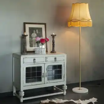 Lampenlicht.nl Retro vloerlamp messing met granny kap goud 45 cm - kaso aanbieding