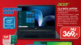 Vobis Acer 15.6 inch laptop extensa 15 ex215-31-cbmv-shale black aanbieding