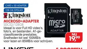 Vobis Kingston microsd+adapter sdcs2/128 gb aanbieding