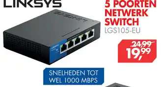 Vobis Linksys 5 poorten netwerk switch lgs105-eu aanbieding