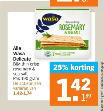 Albert Heijn Alle Wasa Delicate 190 gram aanbieding