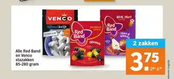 Albert Heijn Alle Red Band en Venco stazakken 85-280 gram aanbieding