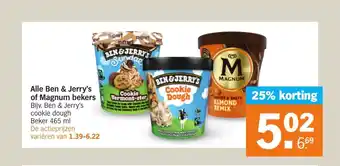 Albert Heijn Alle Ben & Jerry's of Magnum bekers 465 ml aanbieding