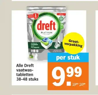 Albert Heijn Alle Dreft vaatwastabletten 38-48 stuks aanbieding