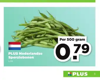 PLUS Sperziebonen 500 gram aanbieding