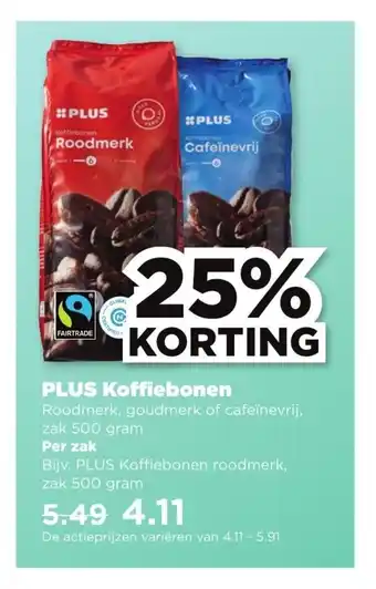 PLUS Koffiebonen 500 gram aanbieding