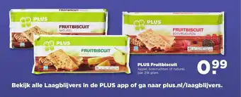 PLUS Fruitbiscuit 218 gram aanbieding