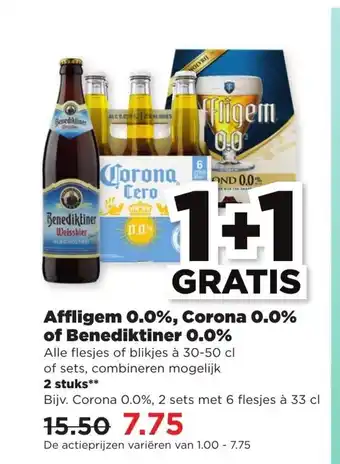 PLUS Affligem 0.0%, Corona 0.0% of Benediktiner 0.0% aanbieding