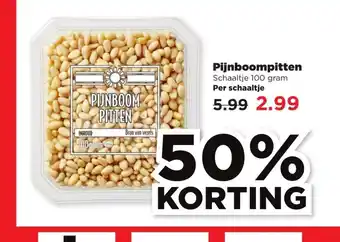 PLUS Pijnboompitten 100 gram per schaaltje aanbieding