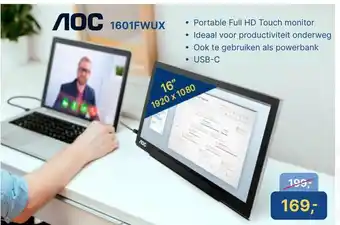 Levix Computershop AOC 1601FWUX 16" aanbieding