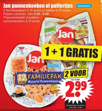 Dirk Jan pannenkoeken of poffertjes 2*12/75st aanbieding