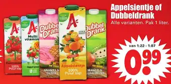 Dirk Appelsientje of Dubbeldrank 1L aanbieding